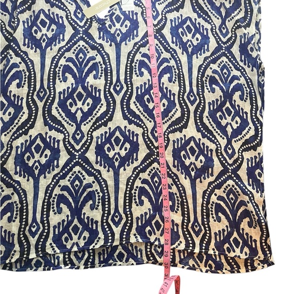 Chico's Washed Linen Poncho in Blue and White Pattern - Size L/XL - Picture 4 of 8